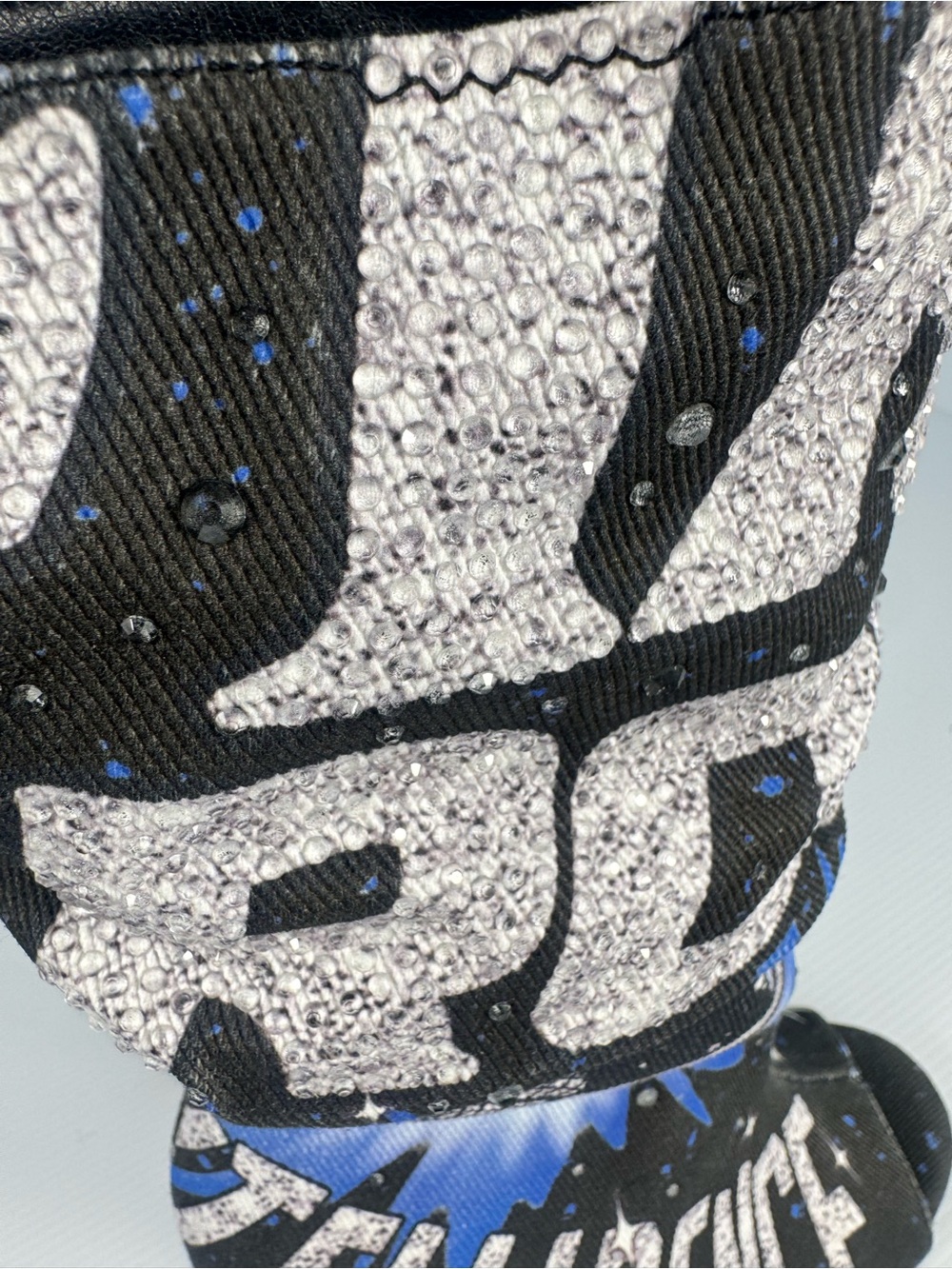 NEW AKIRA Black Multi Galaxy Space Peep Toe Slouch Stiletto Booties - Picture 7 of 7